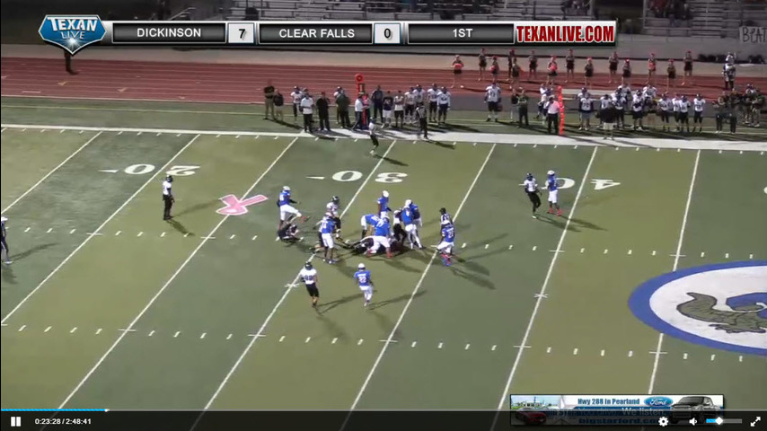 Clear Falls @ Dickinson 10/28/16 7pm cst Vitanza Stadium