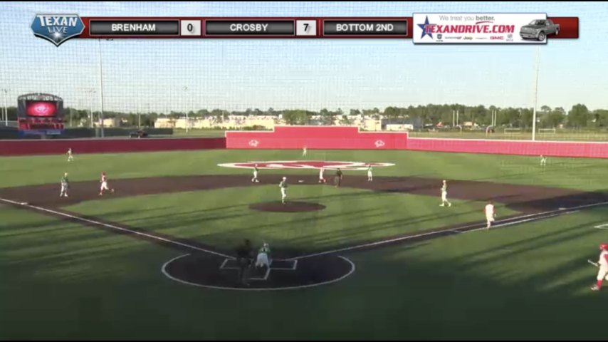Crosby vs Brenham Baseball game 1 of 3 game series 5-25-17 @ Crosby HS 6:30pm