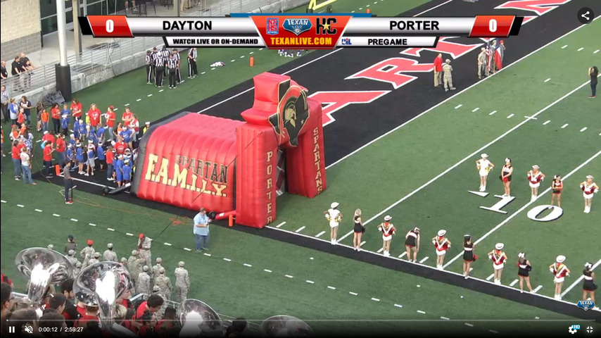 Dayton vs Porter 9-14-2018 7pm at Texan Drive Stadium