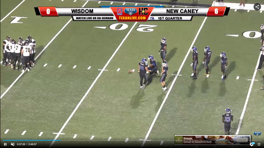 Wisdom vs New Caney 9-28-2018 7pm at Texan Drive Stadium