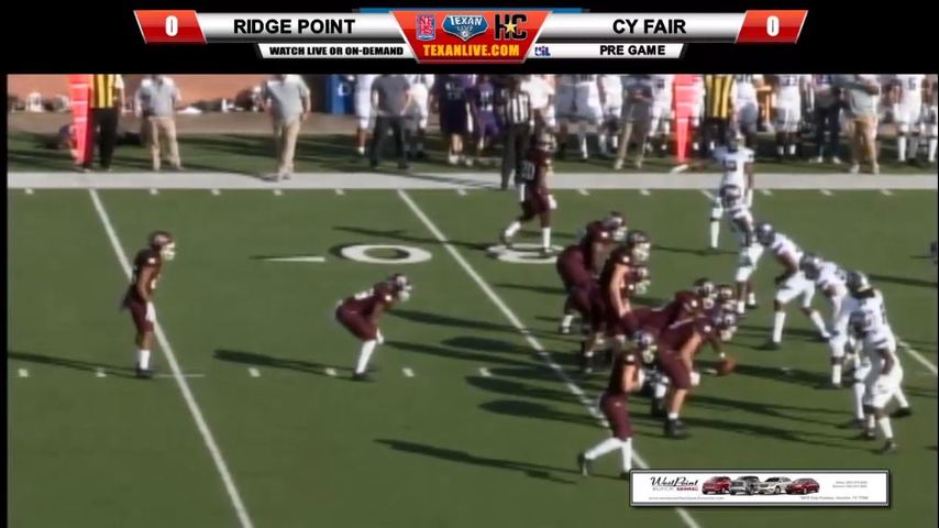 Cypress Fairbanks (9-2) vs. Fort Bend Ridge Point (10-1) Area Round Playoffs 3p.m. 11-23-2018 Rhodes Stadium