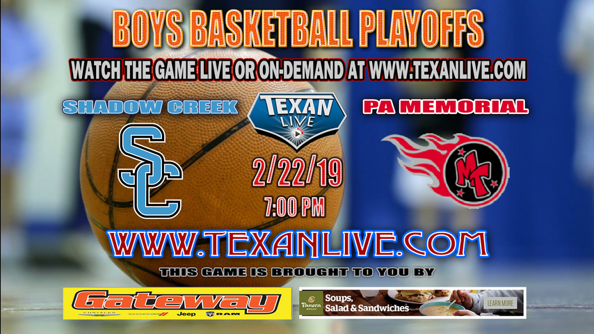 Shadow Creek vs Port Arthur Memorial - Boys Area Round - Playoffs - Varsity Basketball - 2/22/19 - 7:00pm
