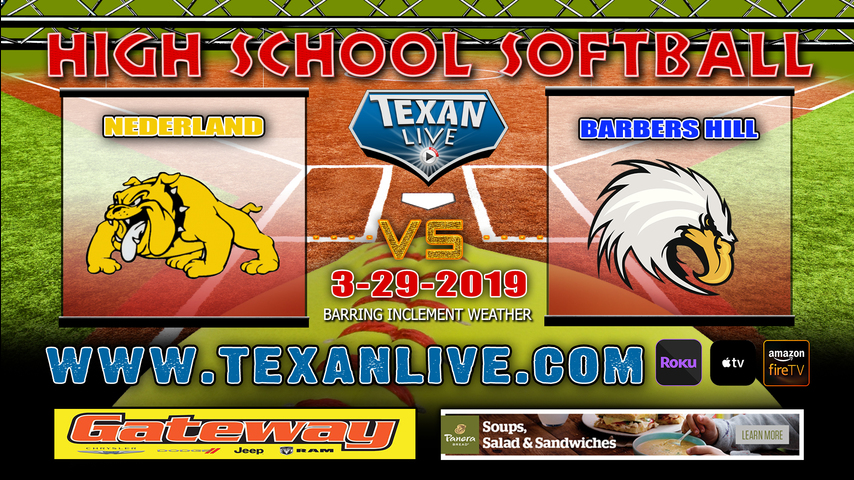 Nederland vs Barbers Hill - Softball - Varsity - 6:15PM- 3/29/19