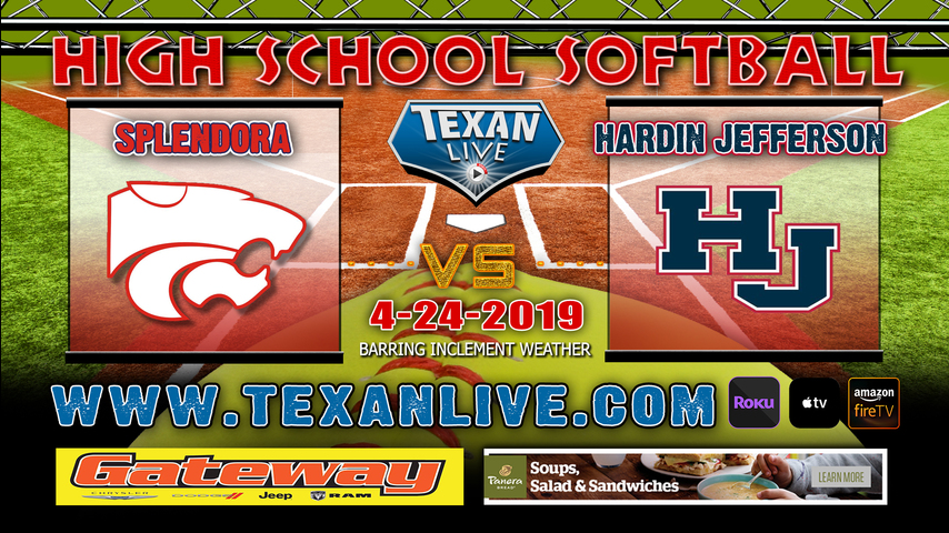 Splendora vs Hardin Jefferson -Game One - Bi-District Playoffs - Softball - Varsity - 6:30PM- 4/24/19