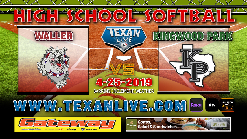 Waller vs Kingwood Park - One game playoff – Bi-District Playoffs – Softball – Varsity – 6PM- 4/25/19
