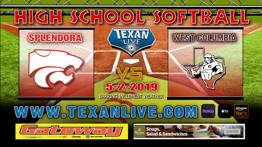  Splendora vs West Columbia Columbia - Game Two - Area Playoffs - Softball - 5/3/2019