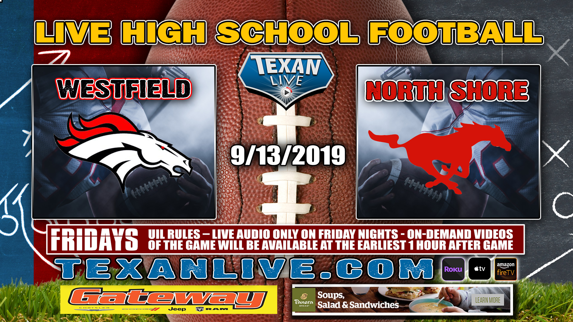 Westfield vs North Shore - 9/13/2019 - 7PM - Football - GPISD Stadium