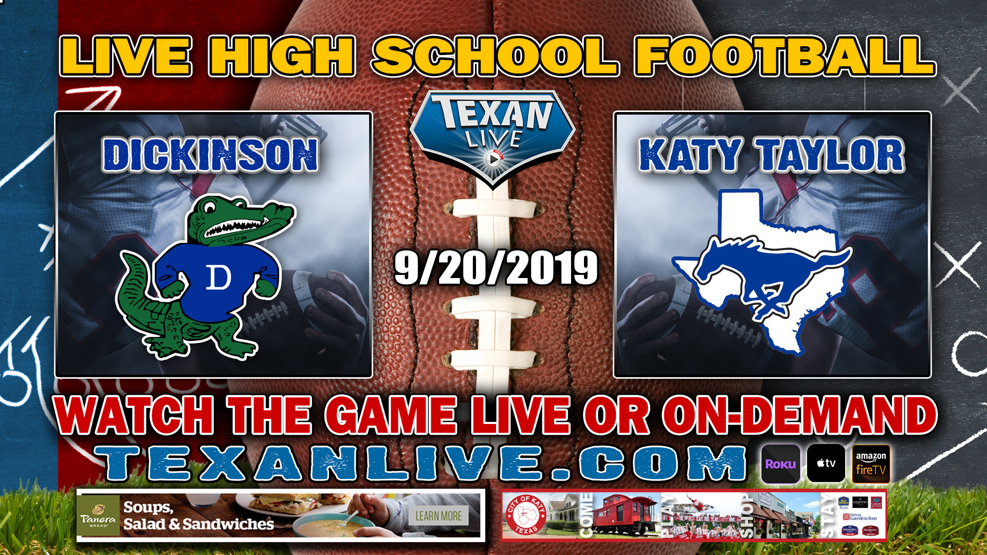 Dickinson vs Taylor - 9/20/2019 - 6:30PM - Football - Legacy Stadium