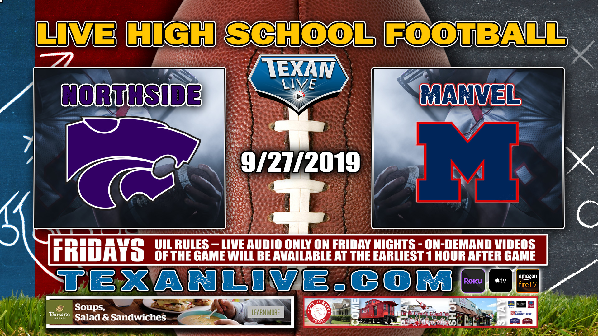Northside vs Manvel - 9/27/2019 - 7:00PM - Football - Freedom Field