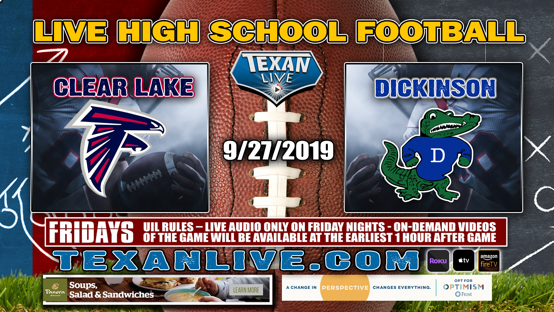 Clear Lake vs Dickinson - 9/27/2019 - 7:00PM - Football - Sam Vitanza Stadium