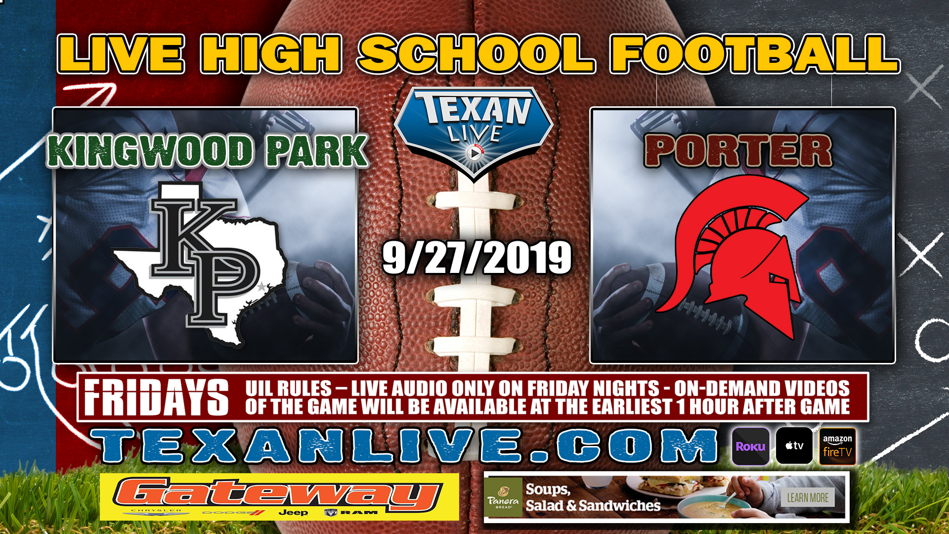 Kingwood Park vs Porter - 9/27/2019 - 7:00PM - Football - Randall Reed Stadium