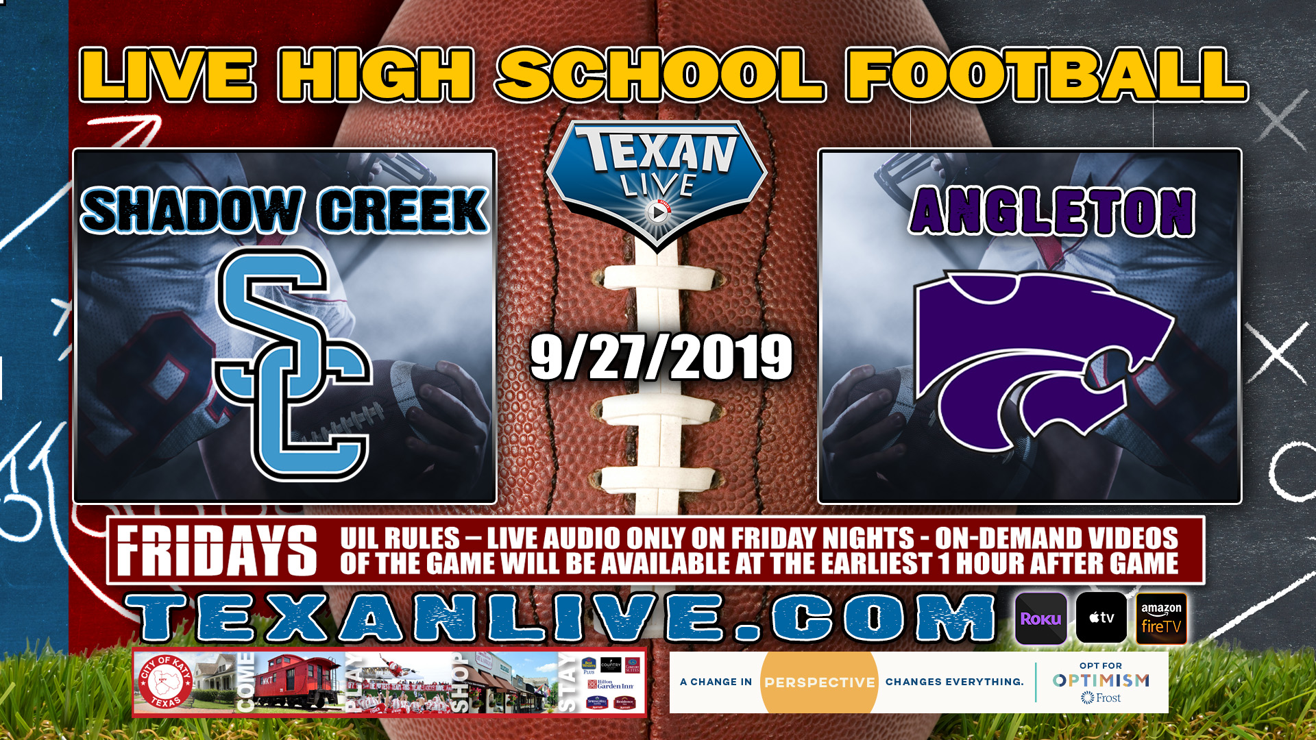 Shadow Creek vs Angleton - 9/27/2019 - 7:00PM - Football - Wildcat Stadium
