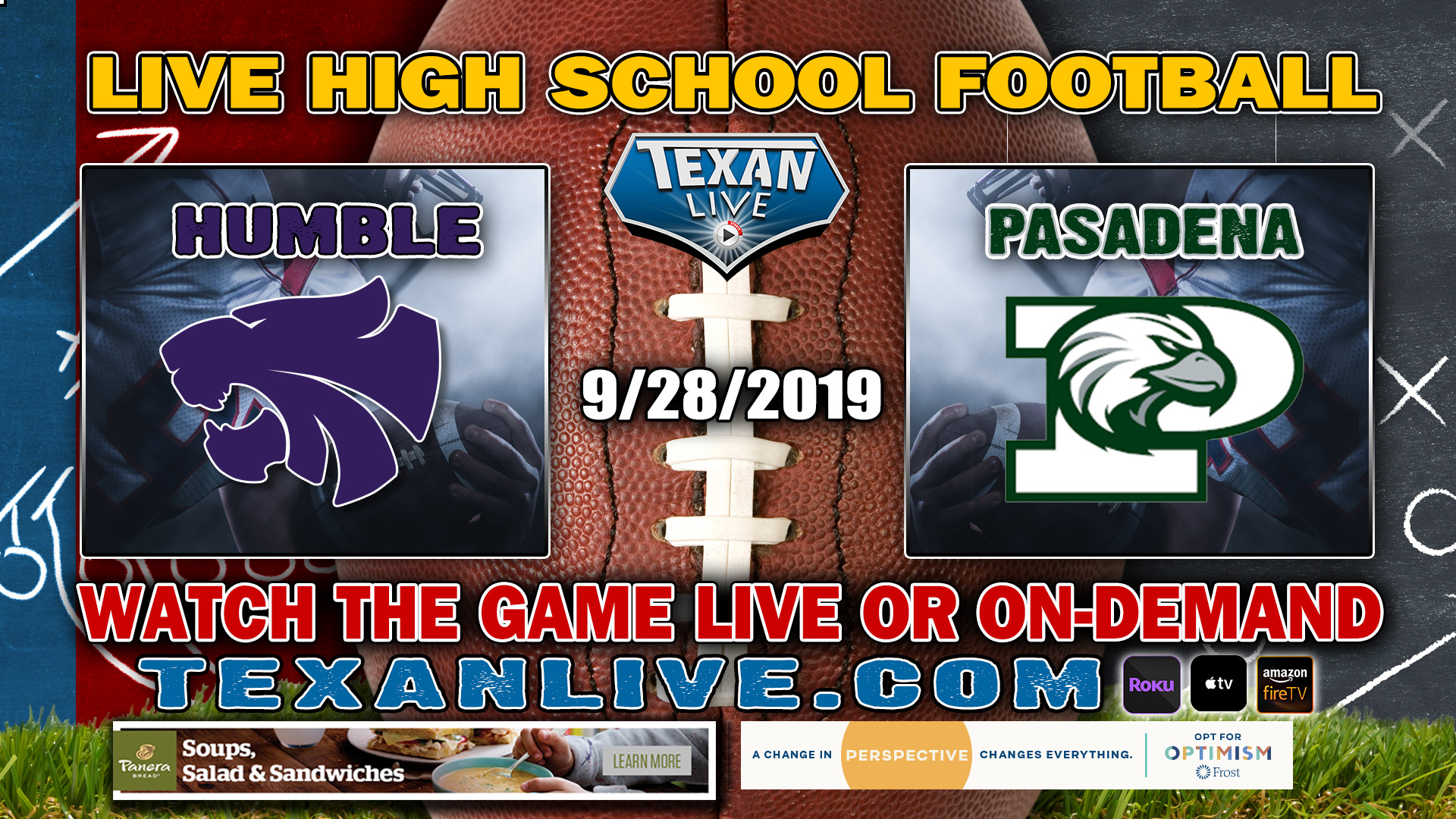 Humble vs Pasadena - 9/28/2019 - 6:00PM - Football - Pasadena Veterans Memorial Stadium 