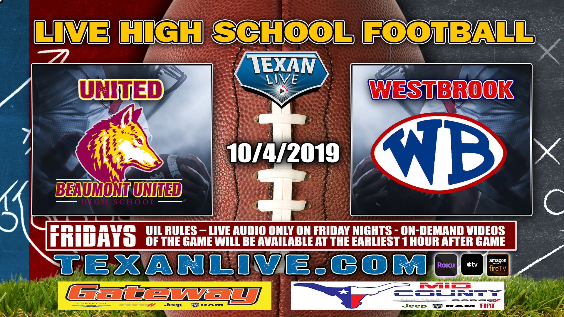 Westbrook vs Beaumont United -Rescheduled for 10/5 -6PM