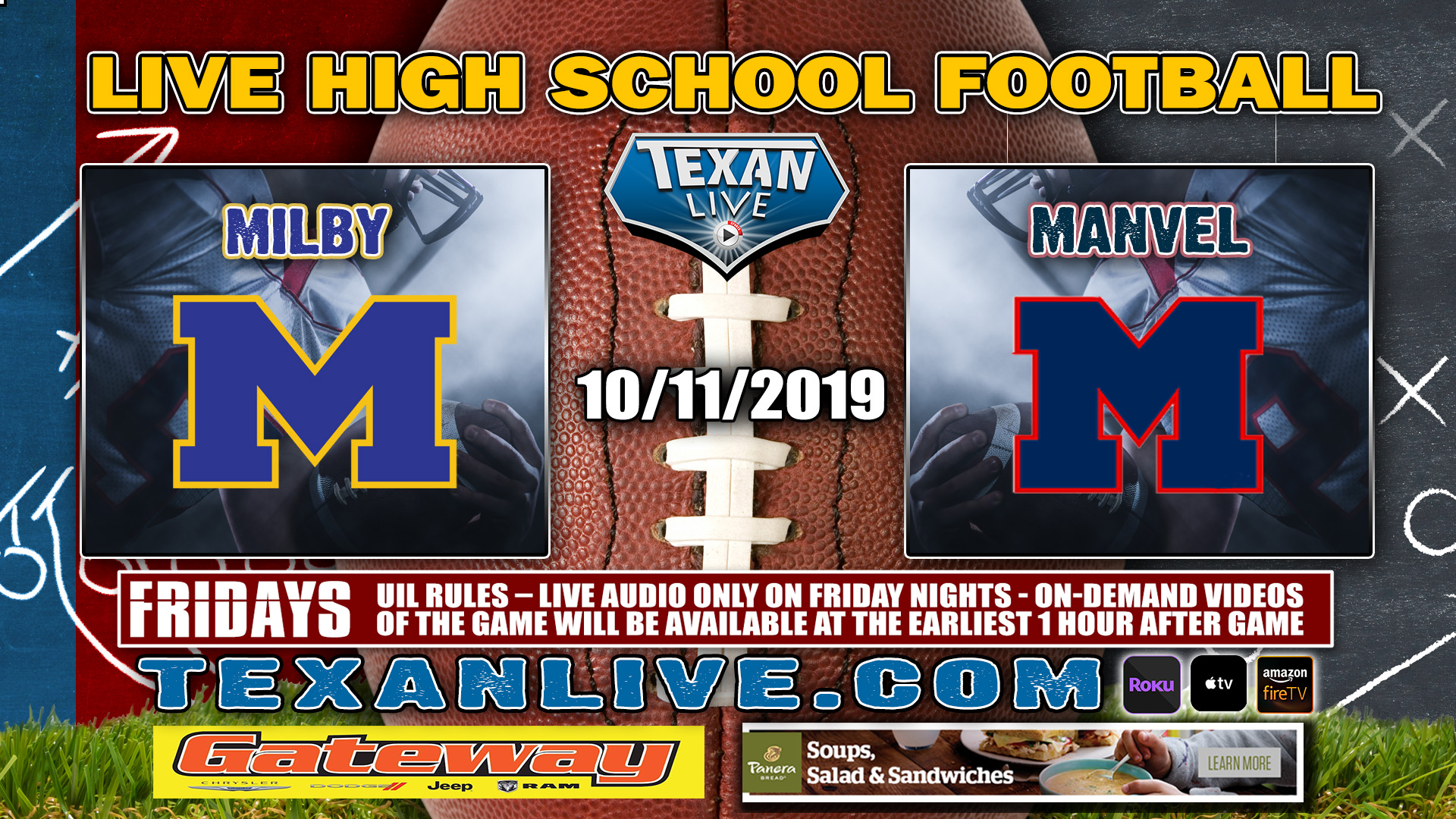 Milby vs Manvel - 10/11/2019 - 7:00PM - Football - Freedom Field Stadium
