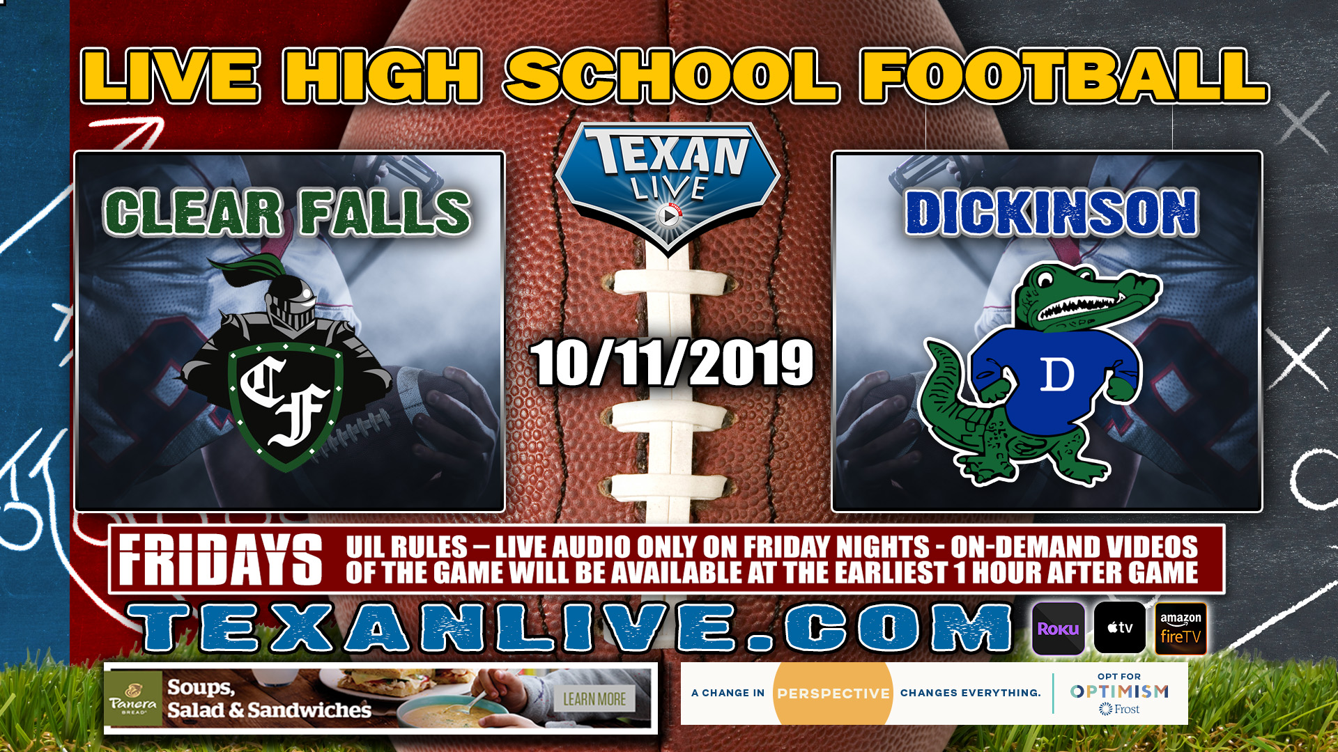 Clear Falls vs Dickinson - 10/11/2019 - 7:00PM - Football - Sam Vitanza Stadium