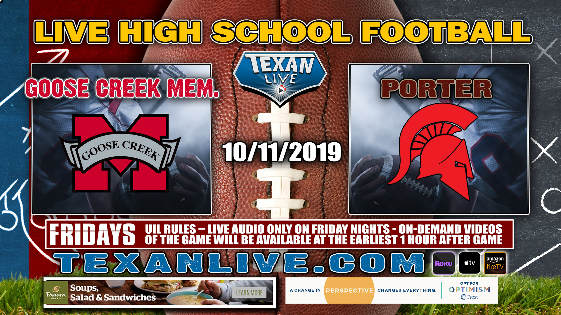  Goose Creek Memorial vs Porter - 10/11/2019 - 7:00PM - Football - Planet Reed Stadium