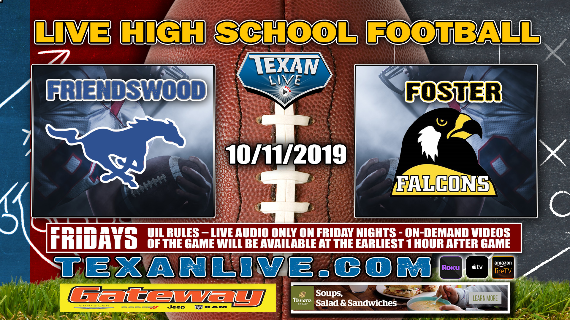Friendswood vs Foster - 10/11/2019 - 7:00PM - Football - Traylor Stadium