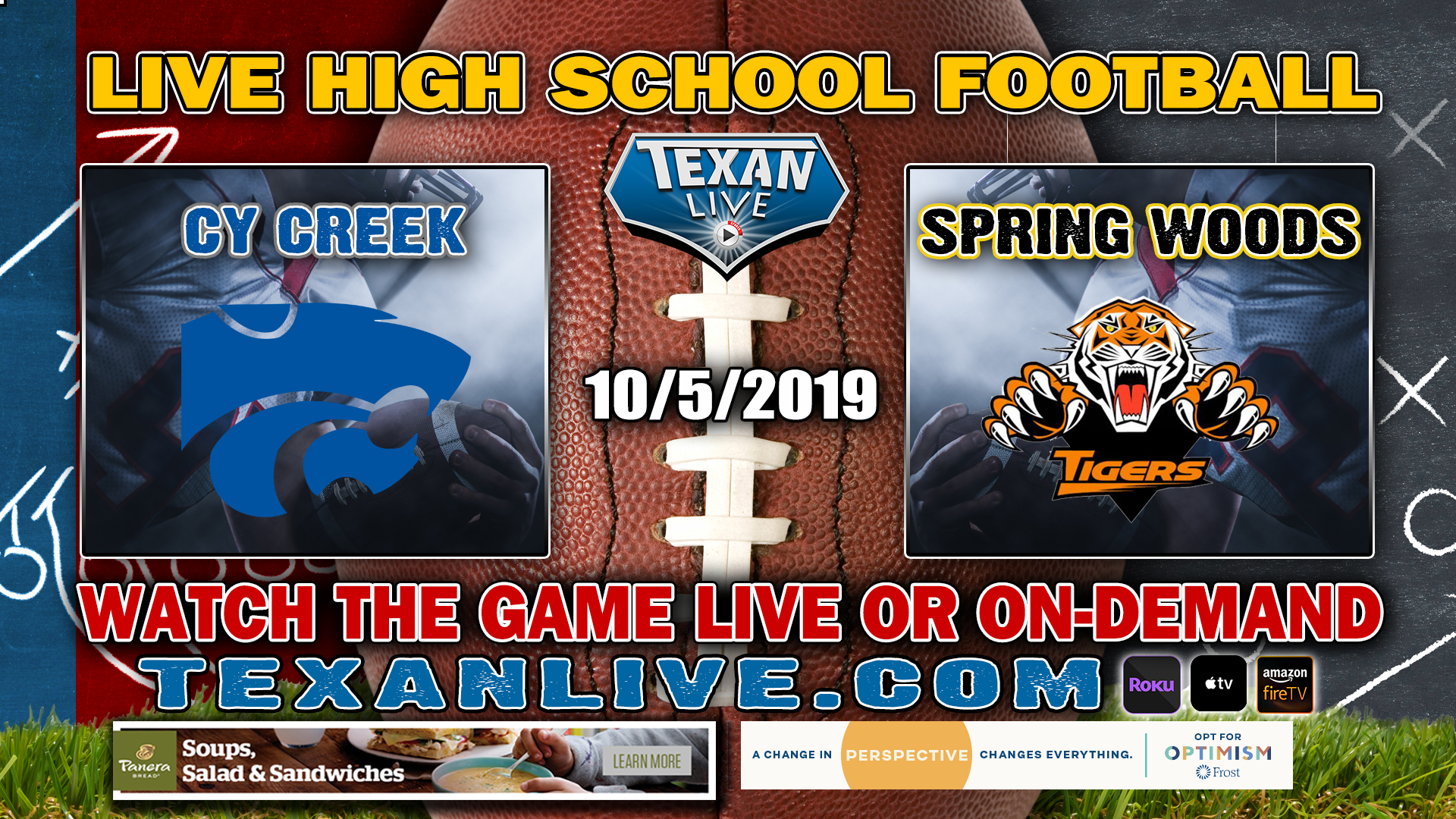 Cy Creek vs Spring Woods - 10/5/2019 - 6:00PM - Football - Tully Stadium