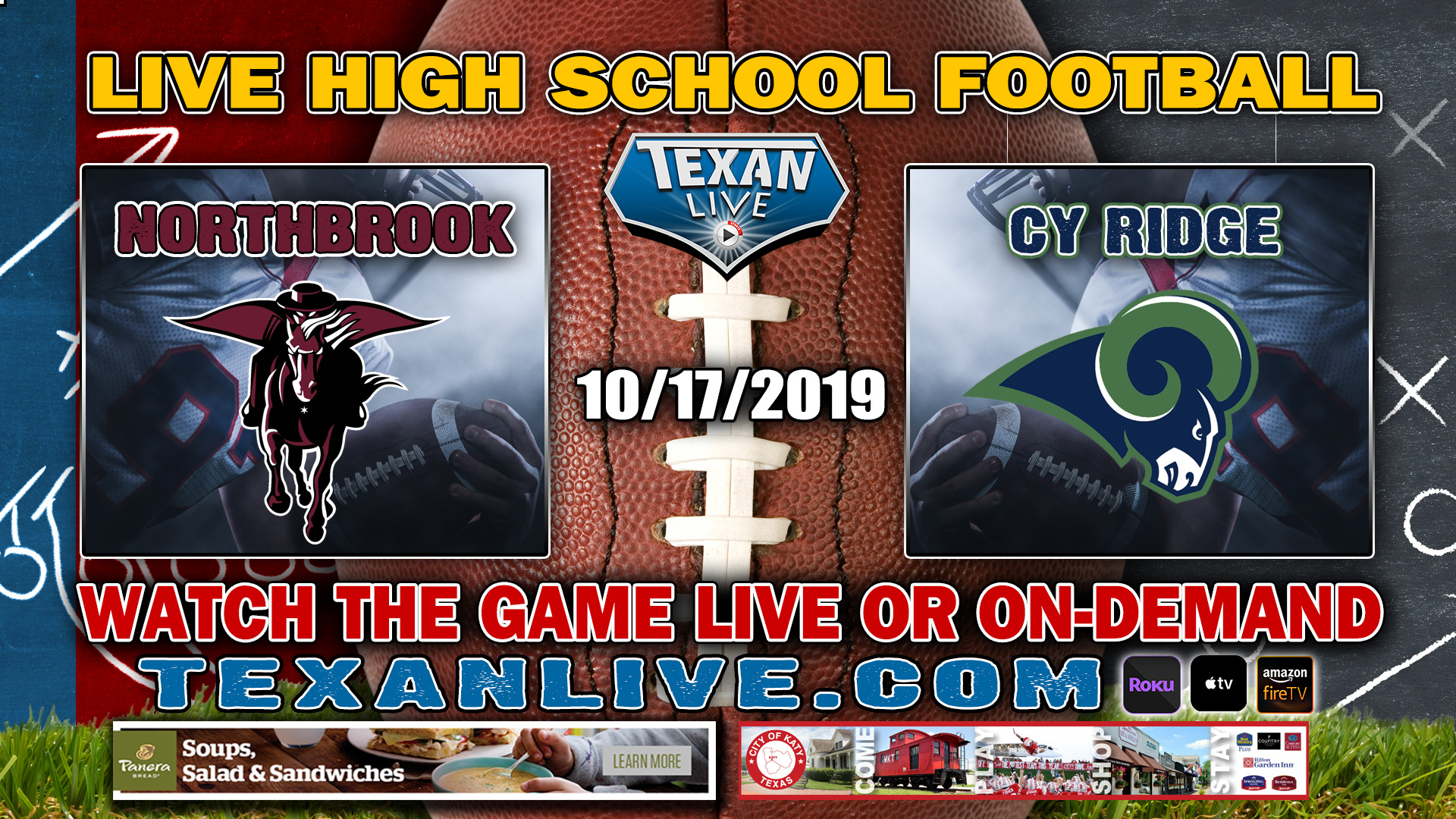 Northbrook vs Cy Ridge - 10/17/2019 - 7:00PM - Football - Pridgeon Stadium
