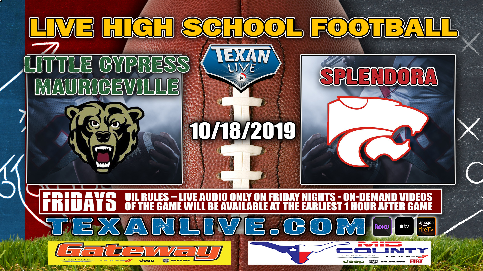 Little Cypress Mauriceville vs Splendora - 7:00 PM - 10/18/19 - Football - Wildcat Stadium
