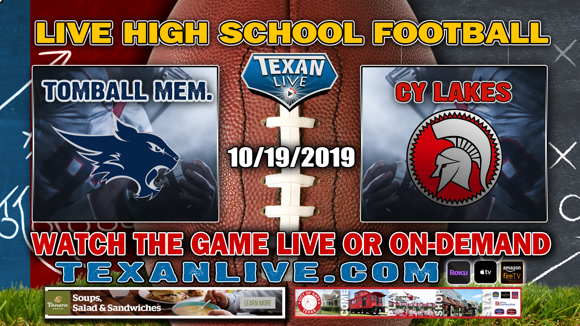 Tomball Memorial vs Cy Lakes - 1:00 PM -10/19/19 - Football -Pridgeon Stadium
