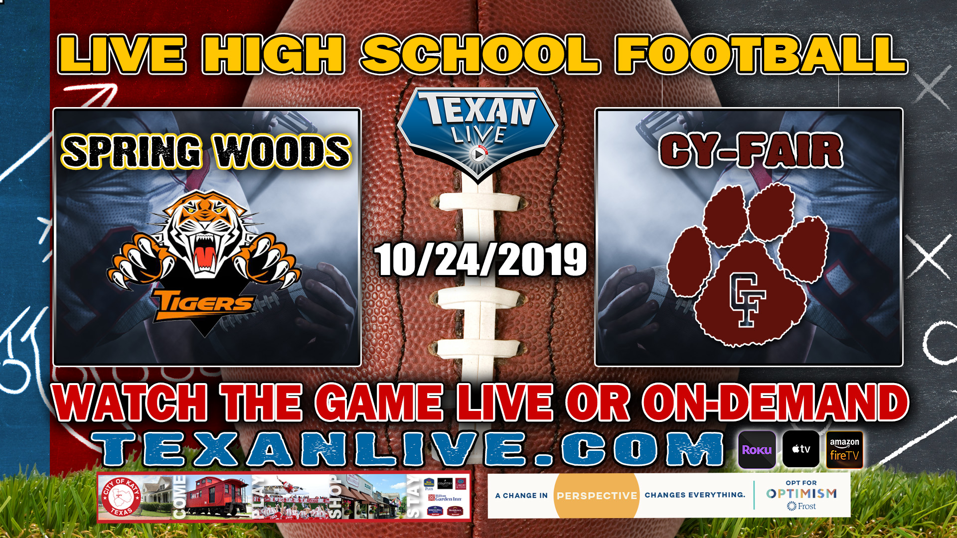 Spring Woods vs Cy Fair -7:00 PM - 10/24/2019 - Pridgeon Stadium