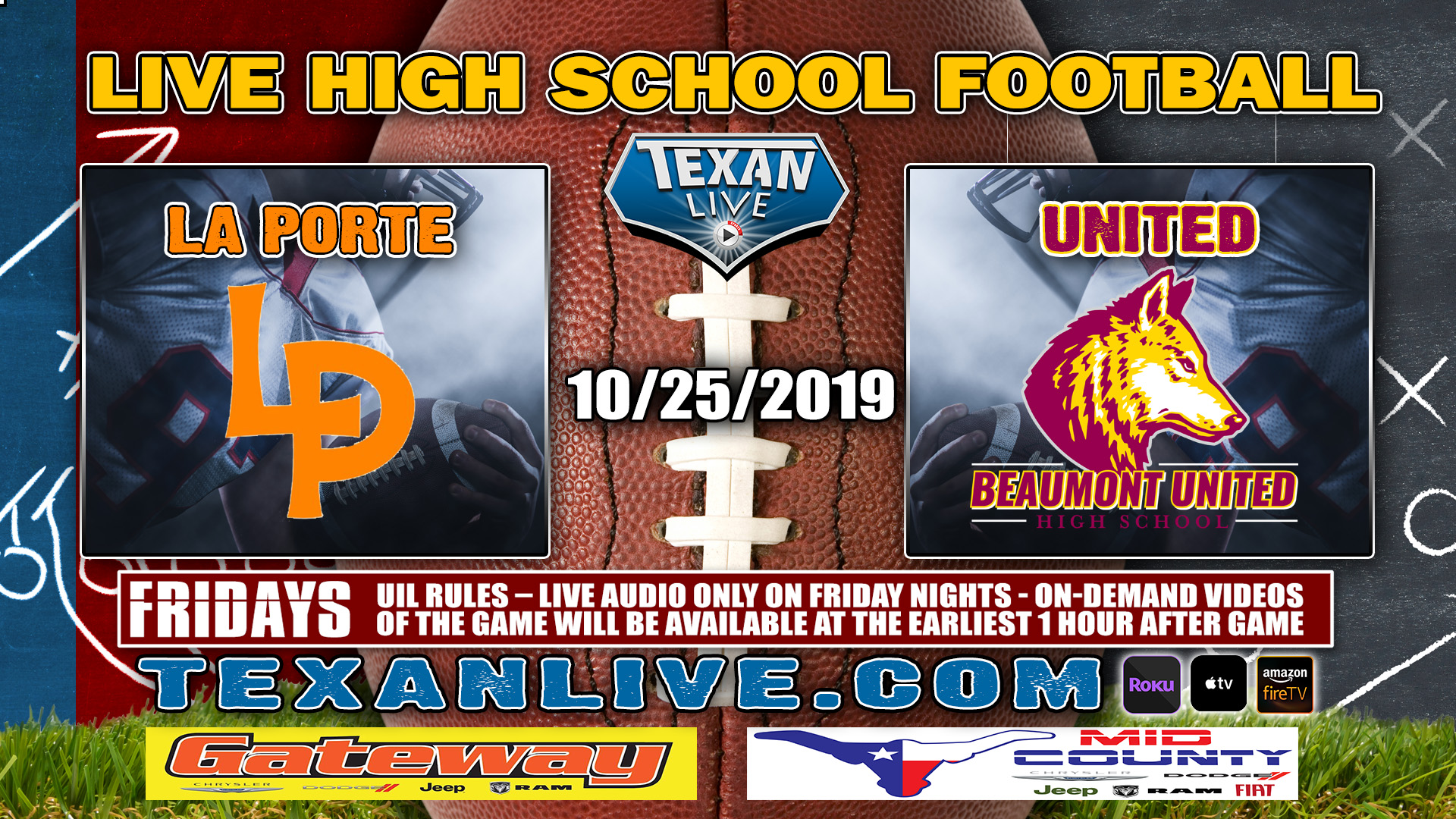 La Porte vs Beaumont United - 7:00 PM - 10/25/2019 -Beaumont ISD Memorial Stadium