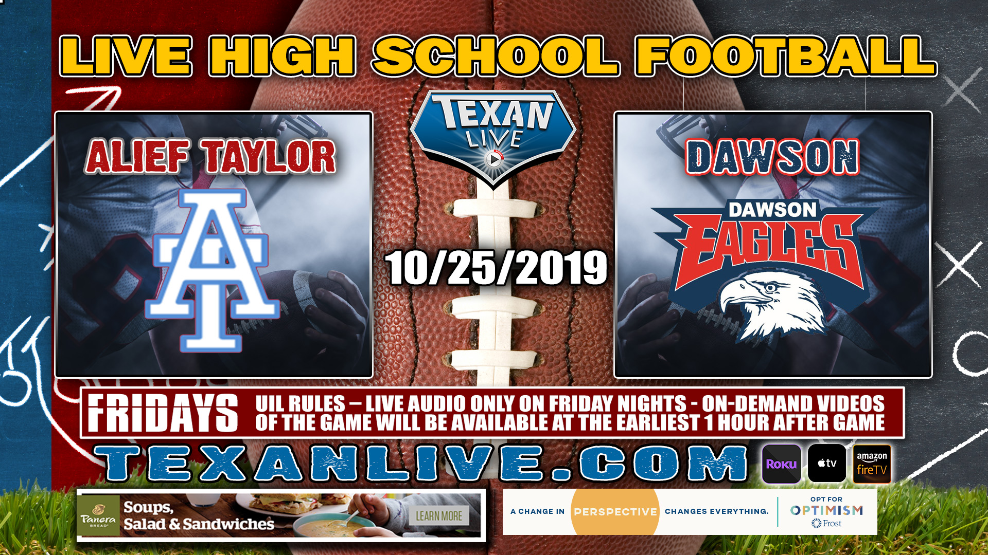 Alief Taylor vs Dawson - 7:00 PM - 10/25/2019 - The Rig