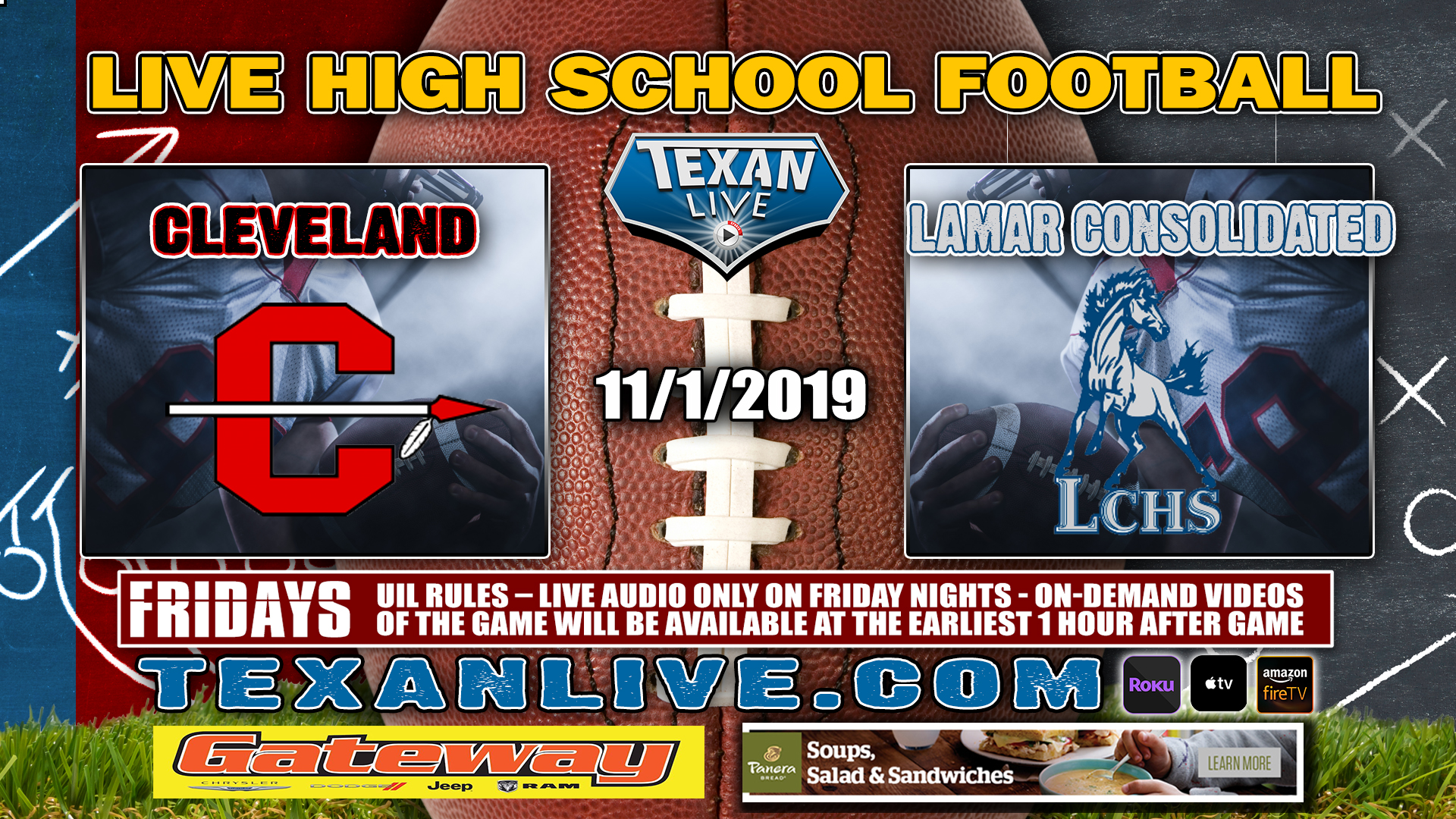 Cleveland vs Lamar Consolidated - 11/1/2019 - 7:00PM - Football - Traylor Stadium