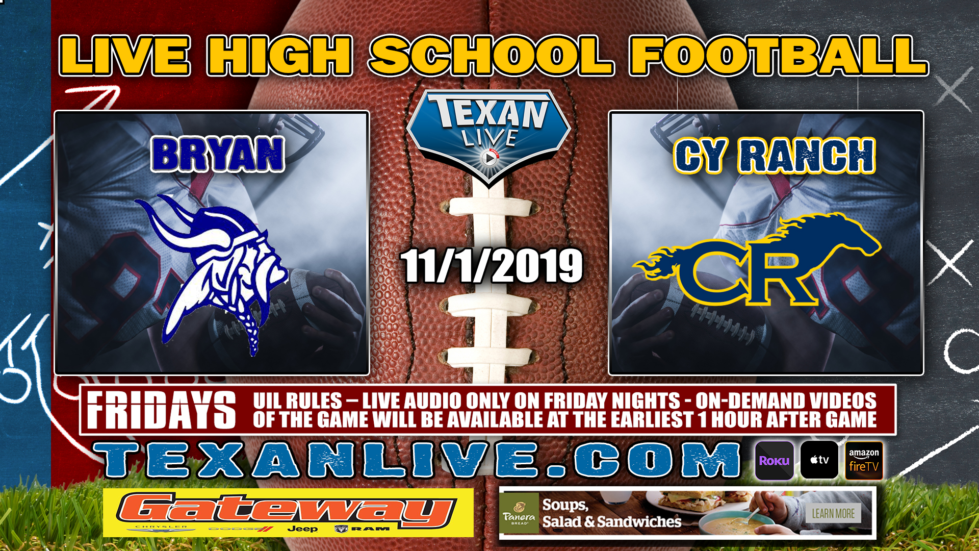 Bryan vs Cy Ranch - 7:00 PM - 11/1/2019 - Cy Fair FCU Stadium