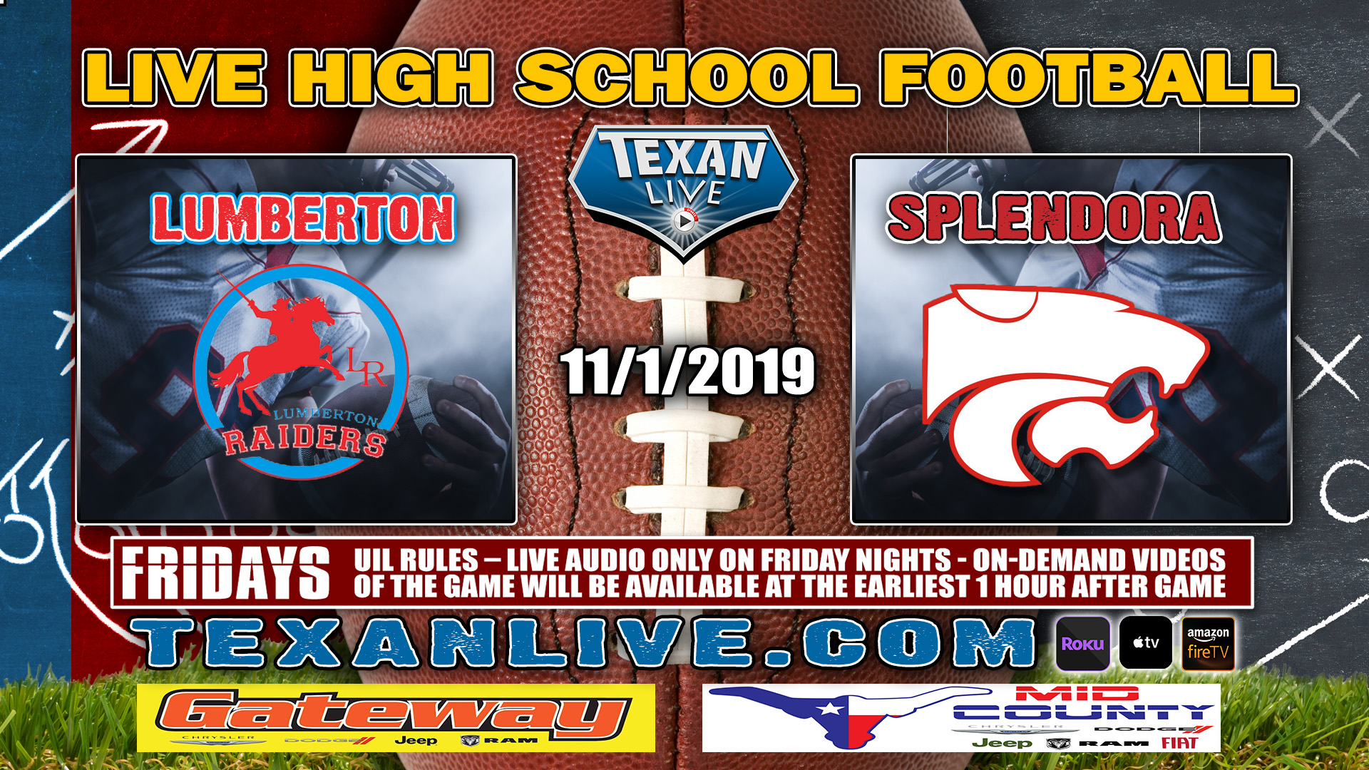 Lumberton vs Splendora - 7:00 PM - 11/1/2019 - Wildcat Stadium