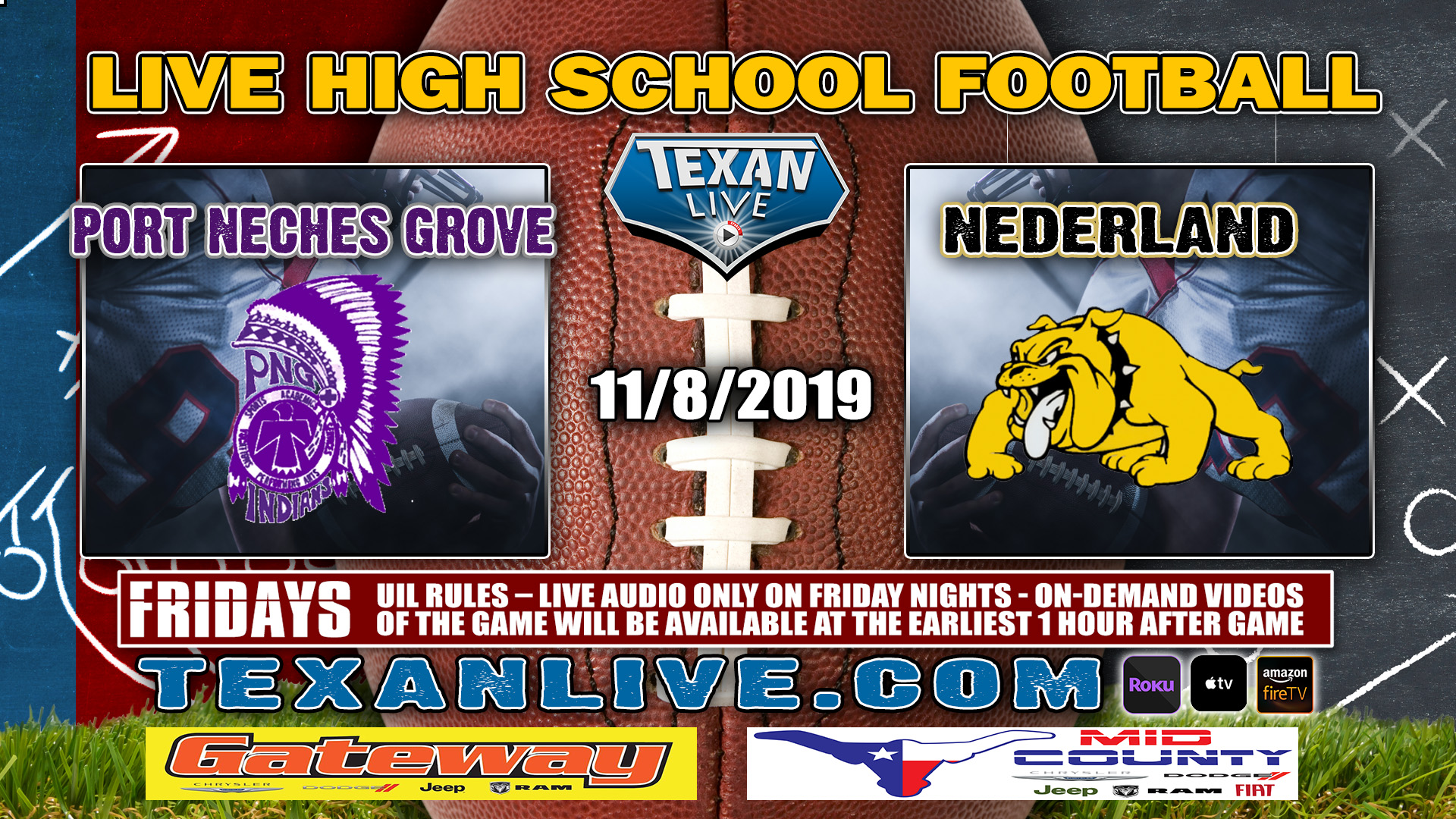 Port Neches-Grove vs Nederland - 7:30 PM - 11/8/2019 - Bulldog Stadium