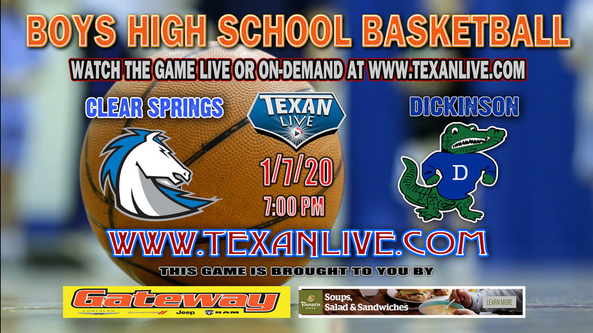 Boys Basketball Dickinson vs Clear Springs 1-7-2019