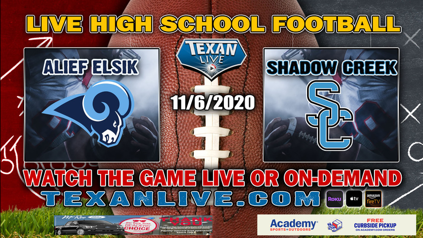 Shadow Creek vs Alief Elsik - 11/6/2020 - 7:00PM - Football - Crump Stadium