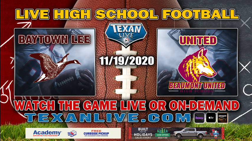 Baytown Lee vs Beaumont United - 11/19/2020 - 7:00PM - Football - Beaumont Memorial Stadium
