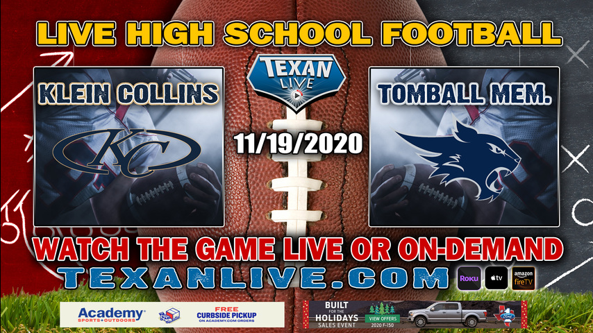 Klein Collins vs Tomball Memorial – 11/19/2020 – 7:00PM – Football – Klein Memorial Stadium