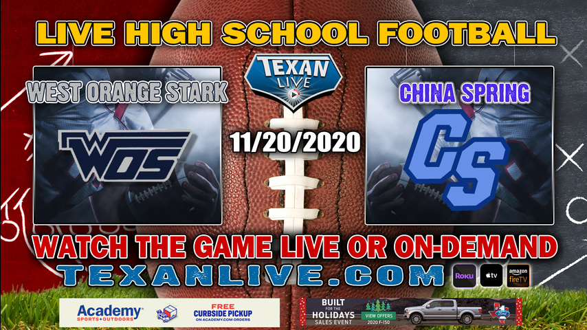 China Spring vs West Orange Stark - 11/20/2020 - 7:00PM - Football - Bulldog Stadium - Area Round Playoffs