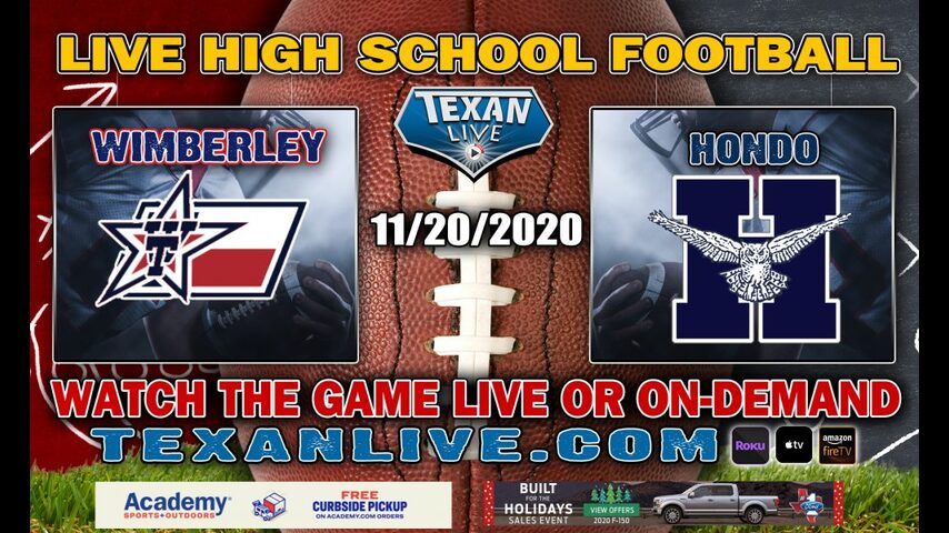 Hondo vs Wimberley- 11/20/2020 - 7:00PM - Football - Southwest Legacy Stadium - Area Round Playoffs