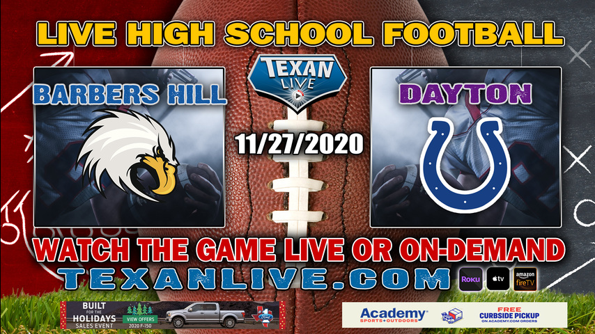 Dayton vs Barbers Hill - 11/27/2020 - 1PM - Football - Bronco Stadium