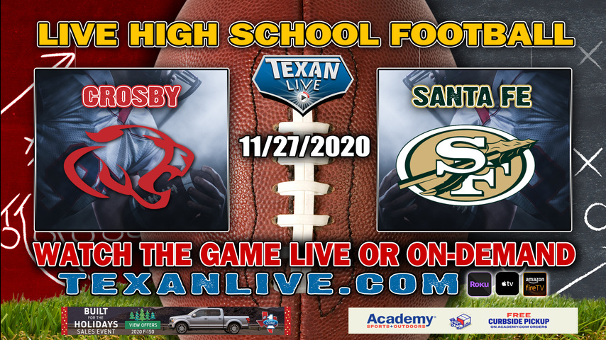 Santa fe vs Crosby - 11/27/2020 - 7:30PM - Football - Indian Stadium