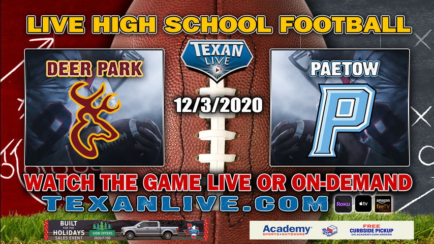 Deer Park vs Paetow - 12/3/2020 - 7:00PM - Football - Rhodes Stadium