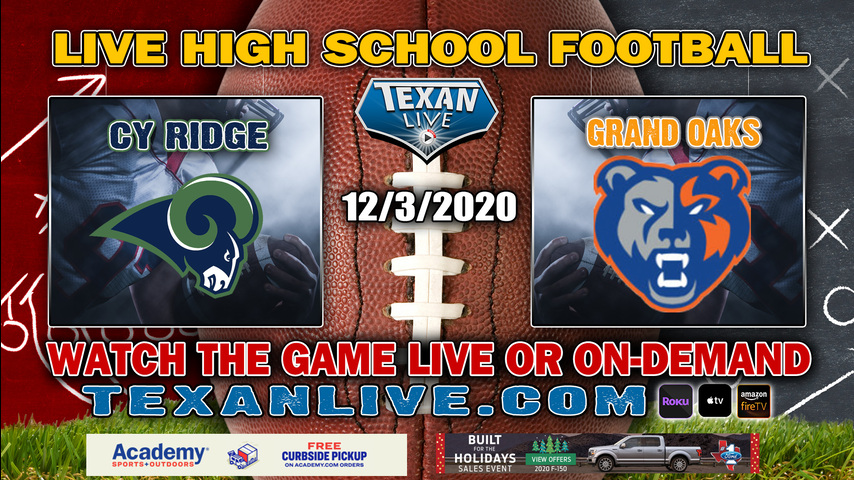 Grand Oaks vs Cy Ridge - 12/3/2020 - 6:30PM - Football - CFFCU Stadium