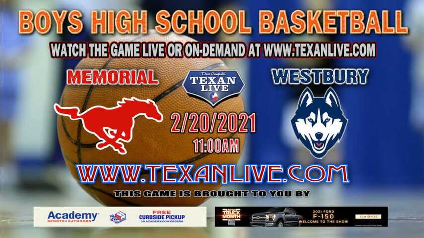  Spring Branch Memorial vs Westbury - 11AM - 2/20/21 - Boys Basketball - Bi District Playoffs - Merrell Center