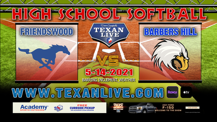 Barbers Hill vs Friendswood – One Game Series – 7pm – 5/14/21 – Crosby High School – Softball – Regional Quarter Finals