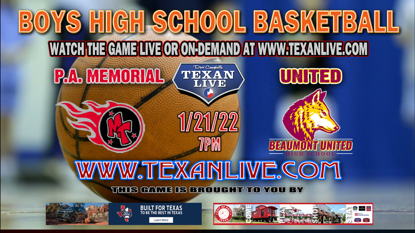 Port Arthur Memorial vs Beaumont United - 7pm - 1/21/22 - Beaumont United High School - Boys Basketball
