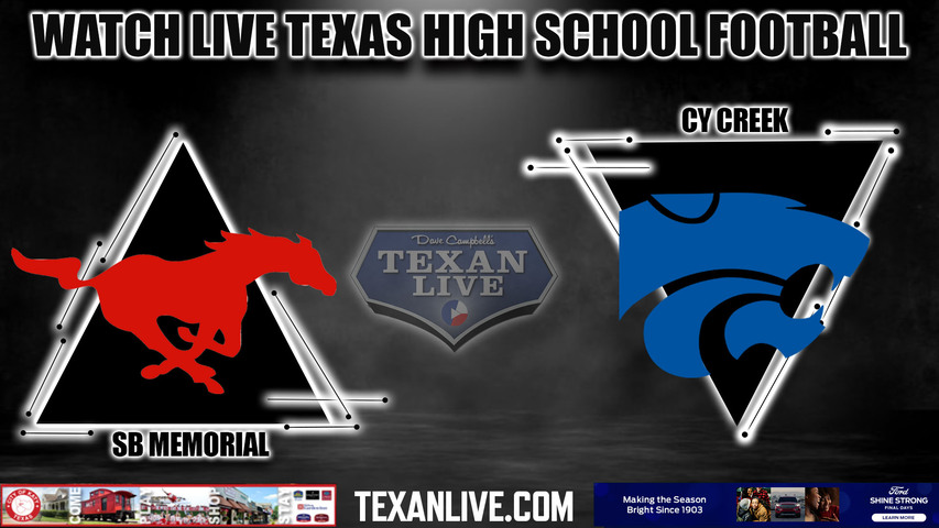 Spring Branch Memorial vs Cy Creek - 7pm- 9/22/2023 - Football - Live from Pridgeon Stadium