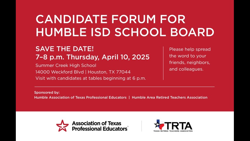 2025 Humble ISD Candidate Forum- 6pm - 4/10/2025 - Live from Summer Creek High School
