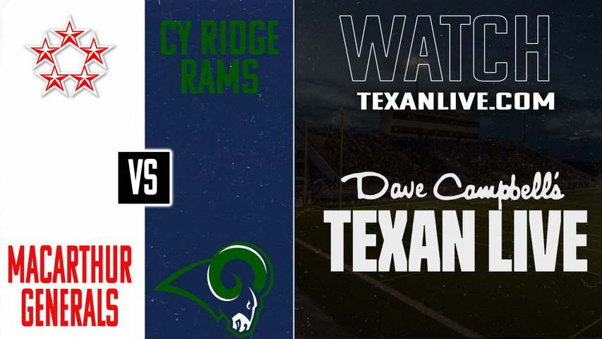 Aldine Macarthur vs Cy Ridge - 6:30pm- 8/28/2025 - Football - Live from Pridgeon Stadium