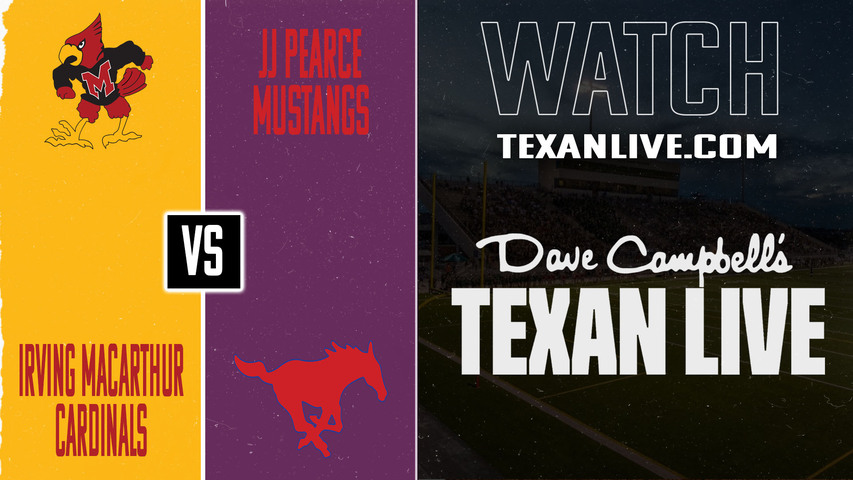 Irving MacArthur vs JJ Pearce – 4:30PM – 10/24/2025 – Football – Live from Eagle-Mustang Stadium